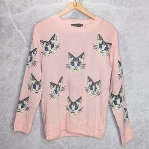Pura moda Vintage Baby Pink cat sweater